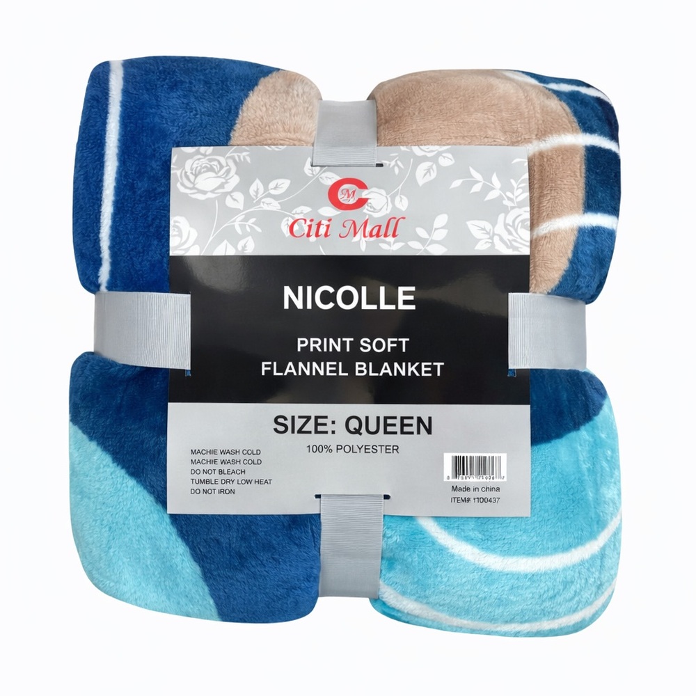 Blue and Tan Flannel Blanket